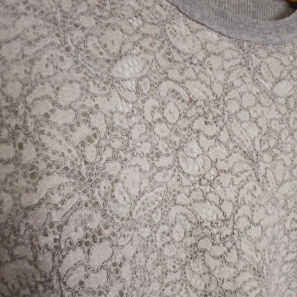 UEC Simply Vera Vera Wang Gray Floral Hi-Low Hem Pullover Sweater Women's Size1X - Picture 5 of 6